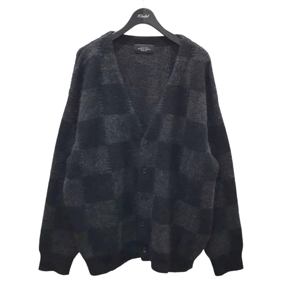 UNUSED アンユーズド 23AW チェック柄モヘア混ニットカーディガン  