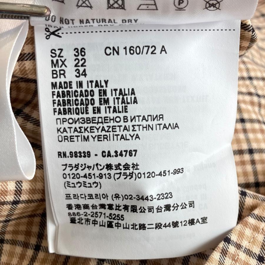 miu 【値下げ】MIU MIU 24SS チェック 長袖シャツ MK1842 ベージュ 