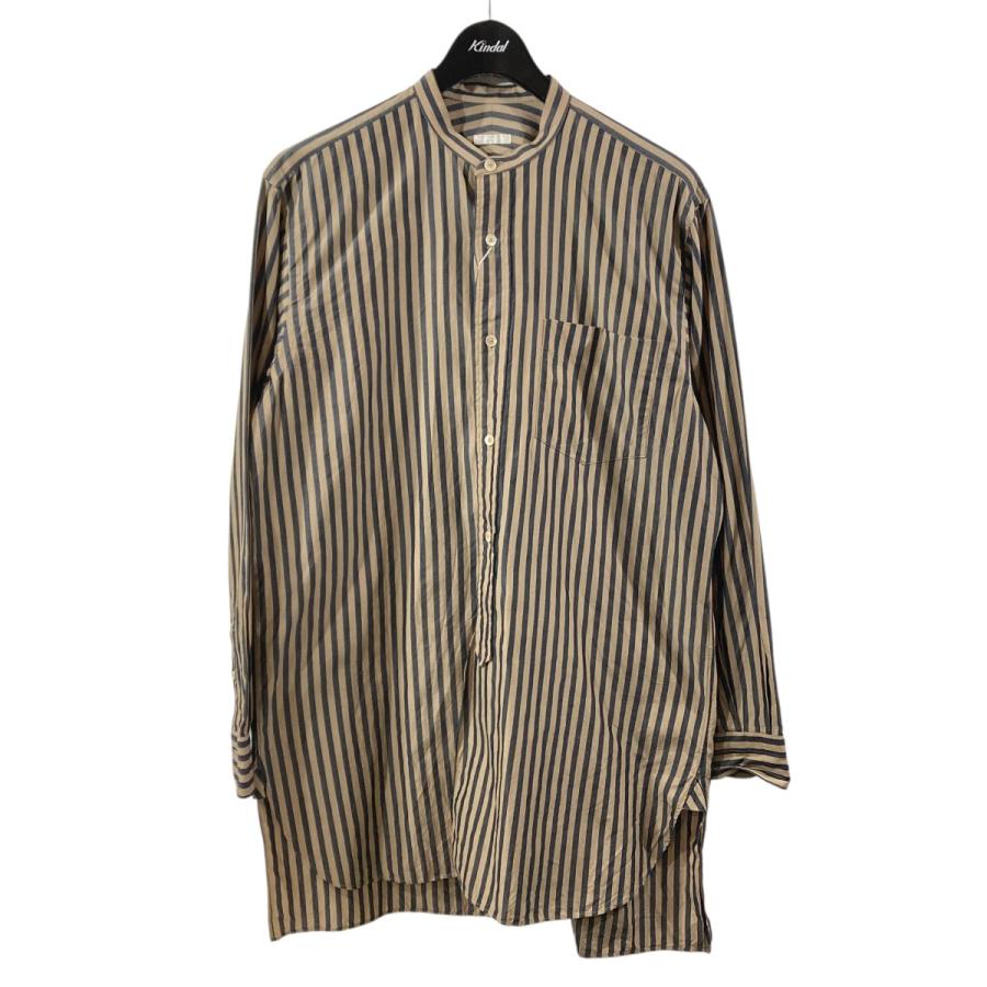 COMOLI J03-02002 ストライプ バンドカラーシャツ COMOLI コモリ ストライプ バンドカラーシャツ J03-02002