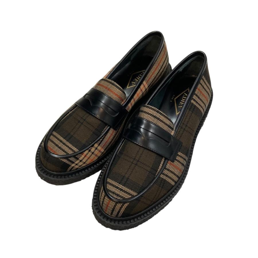 アデュー ADIEV チェック コインローファー ベージュ サイズ：39