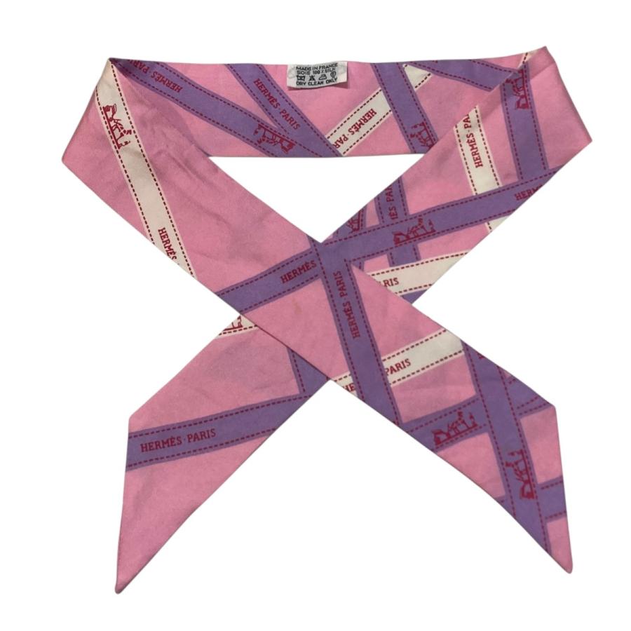 エルメス　ボルデュック　ツイリー　赤　ピンク HERMES(エルメス)/ツイリー「ボルデュック」/×ピンク×ボルドーの買取