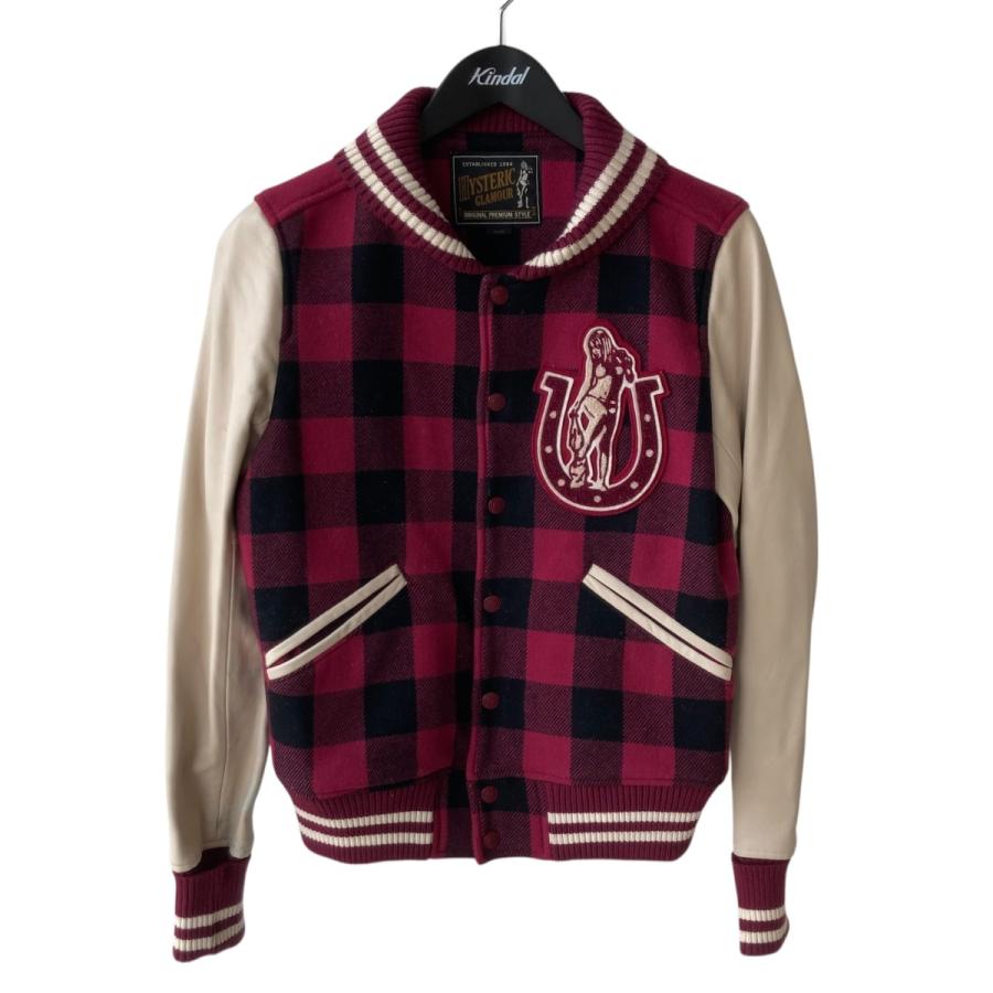 ヒステリックグラマー ダウンベスト クリーム 赤チェック ヒスベア 総