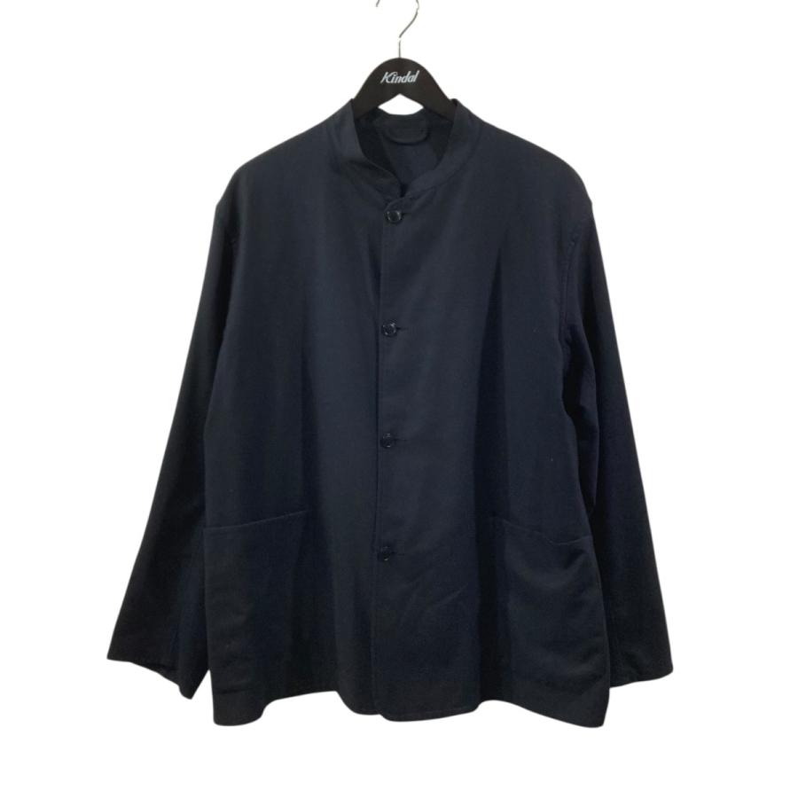 comoliコモリ　ウールフラノスタンドカラージャケット 紺3 COMOLI（コモリ） 【値下げ】COMOLI ウールフラノスタンドカラー