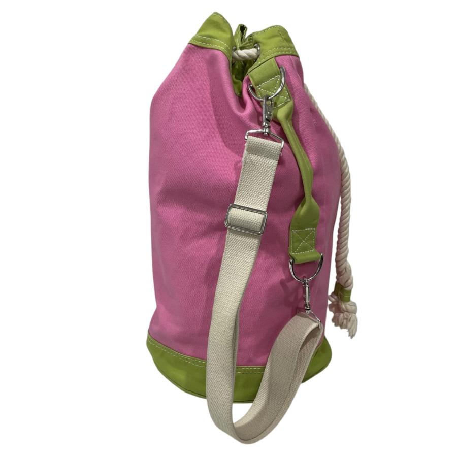 【値下げ】L．L．Bean 90s ドローストリングワンショルダーバッグ Bonsac ボンサック ピンク・グリーン (EC)_3
