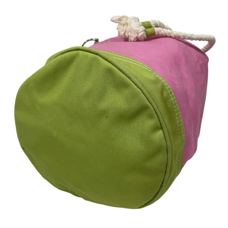 【値下げ】L．L．Bean 90s ドローストリングワンショルダーバッグ Bonsac ボンサック ピンク・グリーン (EC)_4