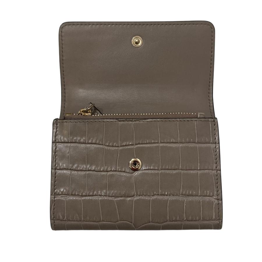 Smythson（スマイソン） クロコ型押し 2つ折り財布 ベージュ 