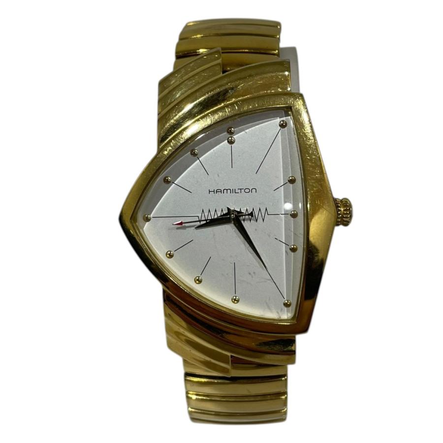美品 H243010 ハミルトン ベンチュラ ゴールド メンズ 純正革ベルト HAMILTON（ハミルトン） 腕時計 Ventura ベンチュラ H243010 ゴールド