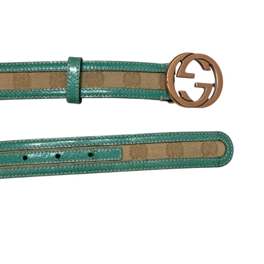 GUCCI（グッチ） レザーベルト 114874 ブラウン×グリーン