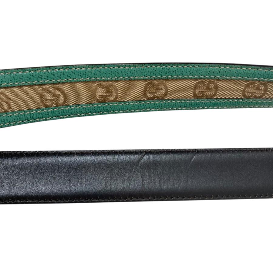 GUCCI（グッチ） レザーベルト 114874 ブラウン×グリーン