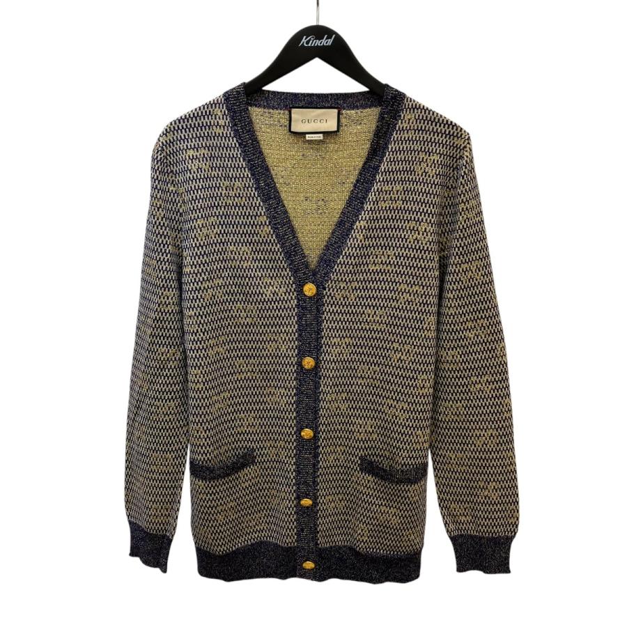GUCCI（グッチ） カーディガン 644773 XKBOO ネイビー×ゴールド
