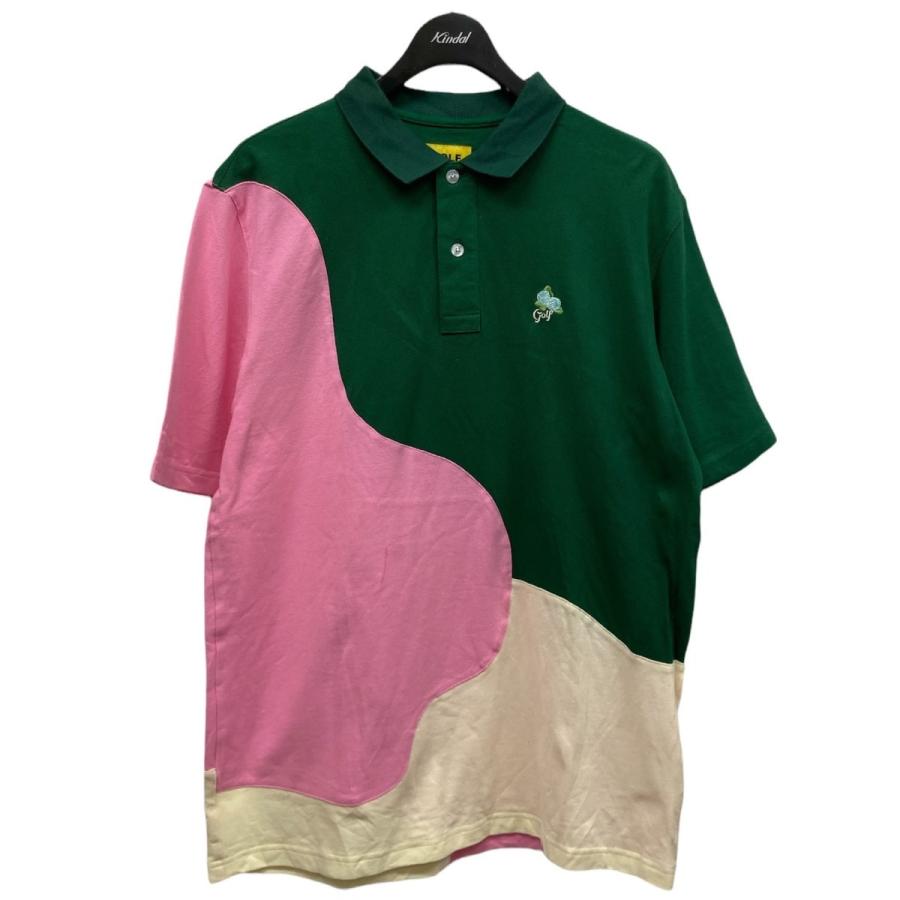 GOLF WANG 「BLOCK PIQUE POLO」半袖ポロシャツ グリーン×ピンク 