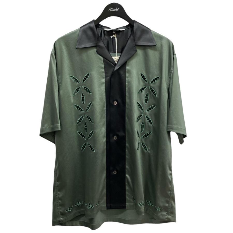 SASQUATCHfabrix フェイクレザーオープンカラー半袖シャツ