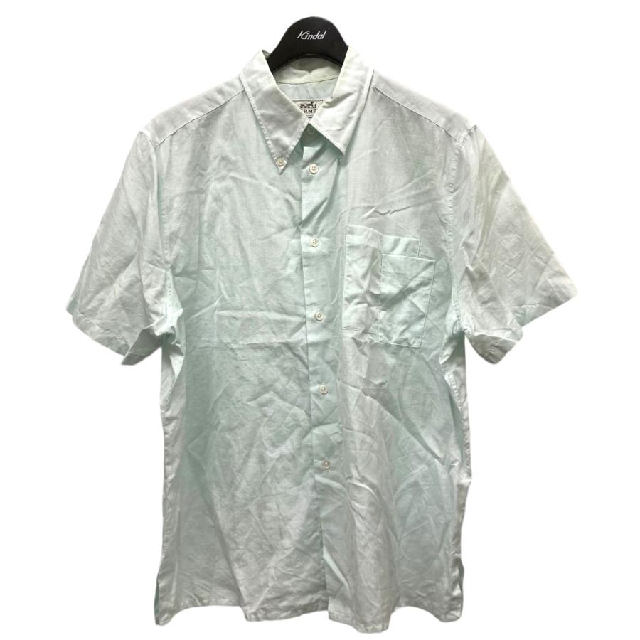 エルメス HERMES コットンリネンボタンダウン半袖シャツ ペール