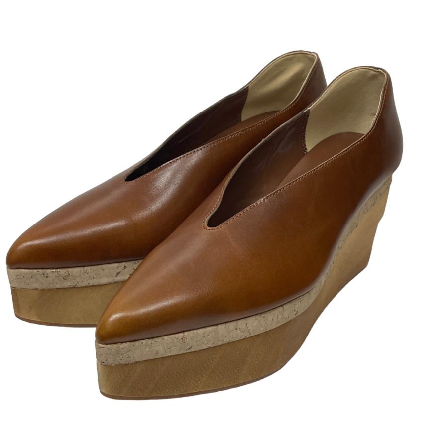 値下げ】AMERI 「WOODPLATFORMPUMPS」 ウッドソールパンプス ブラウン 