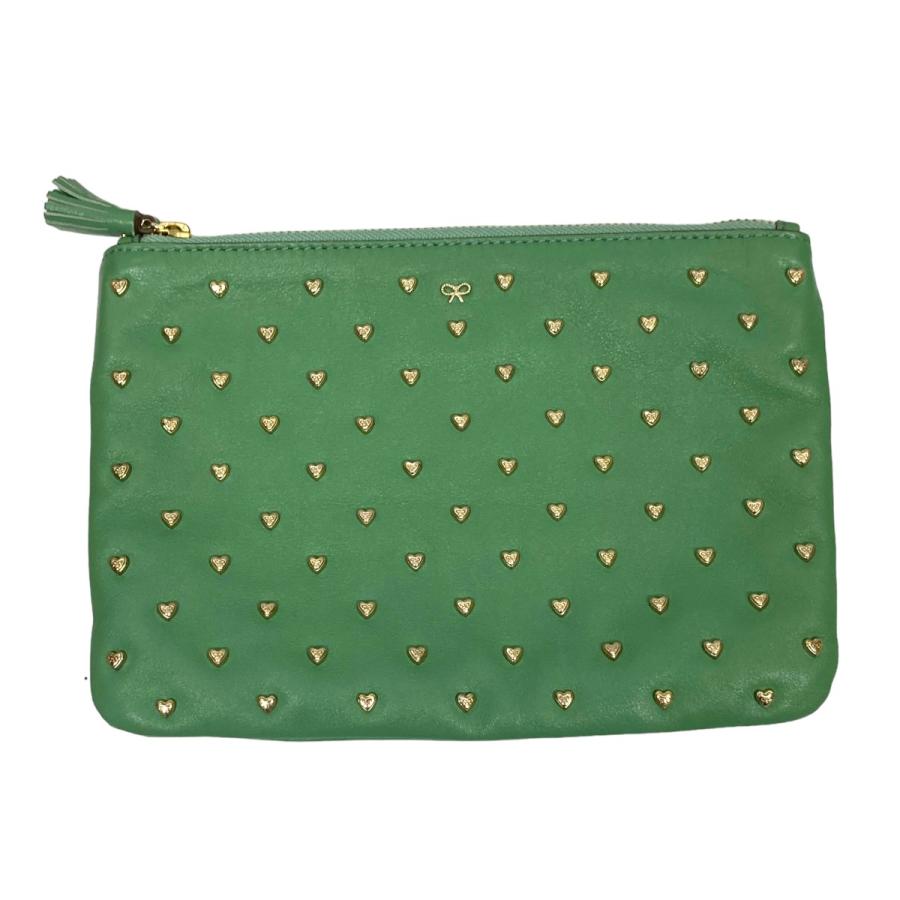 値下げ】ANYA HINDMARCH ハートスタッズクラッチバッグ ミントグリーン  