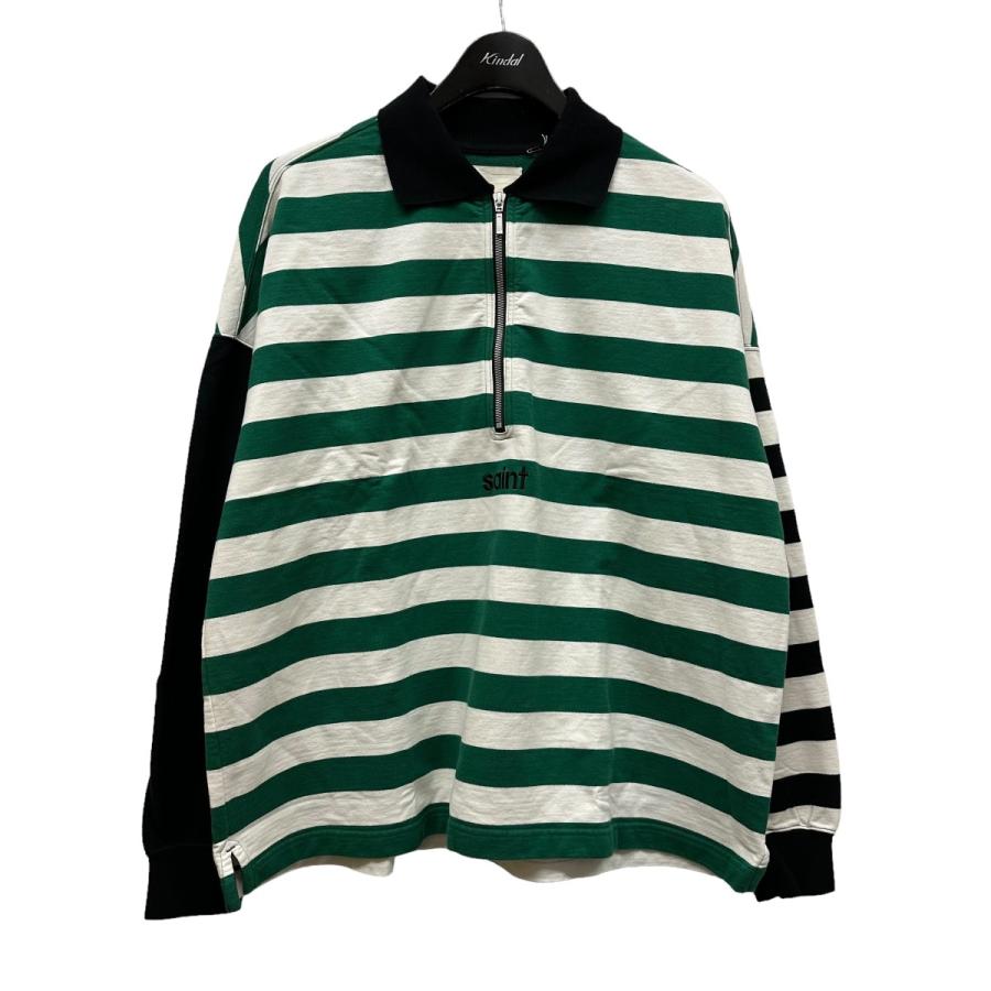 24ss SAINT MICHAEL セントマイケル ボーダー ラガーシャツ L 値下げ】SAINT MICHAEL 24SS SA RUGGER SH ボーダー 配色