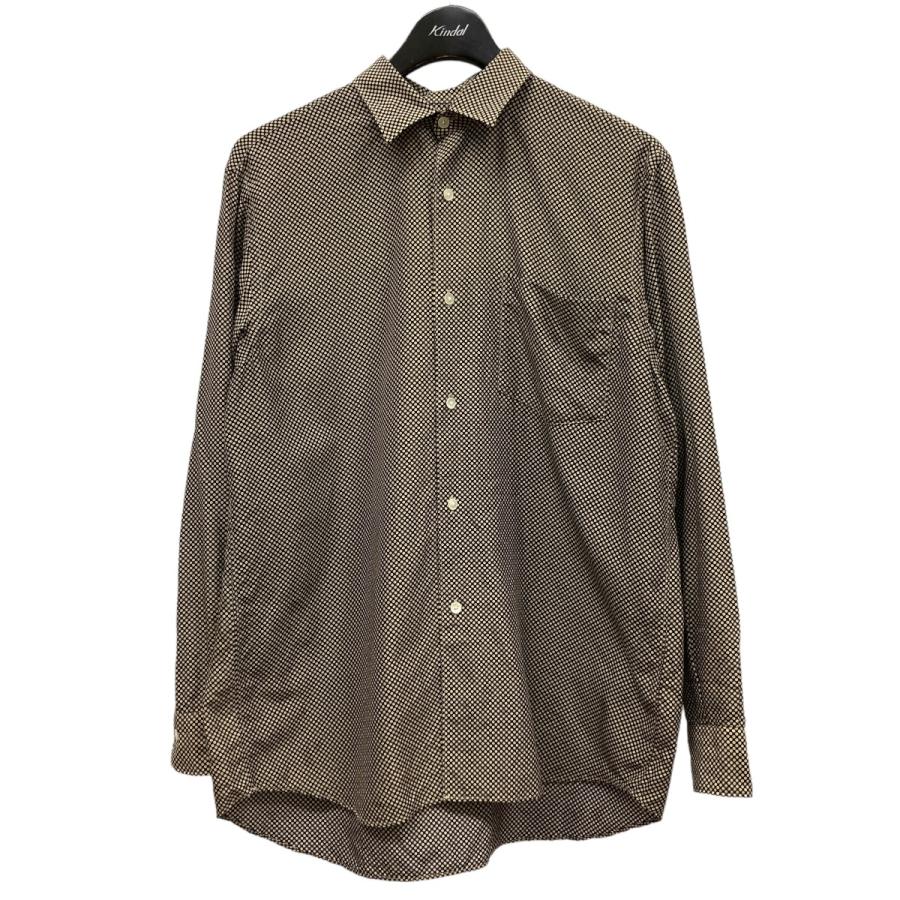 COMOLI コモリ シルク混ドットシャツ K01-02004 ブラック×アイボリー 