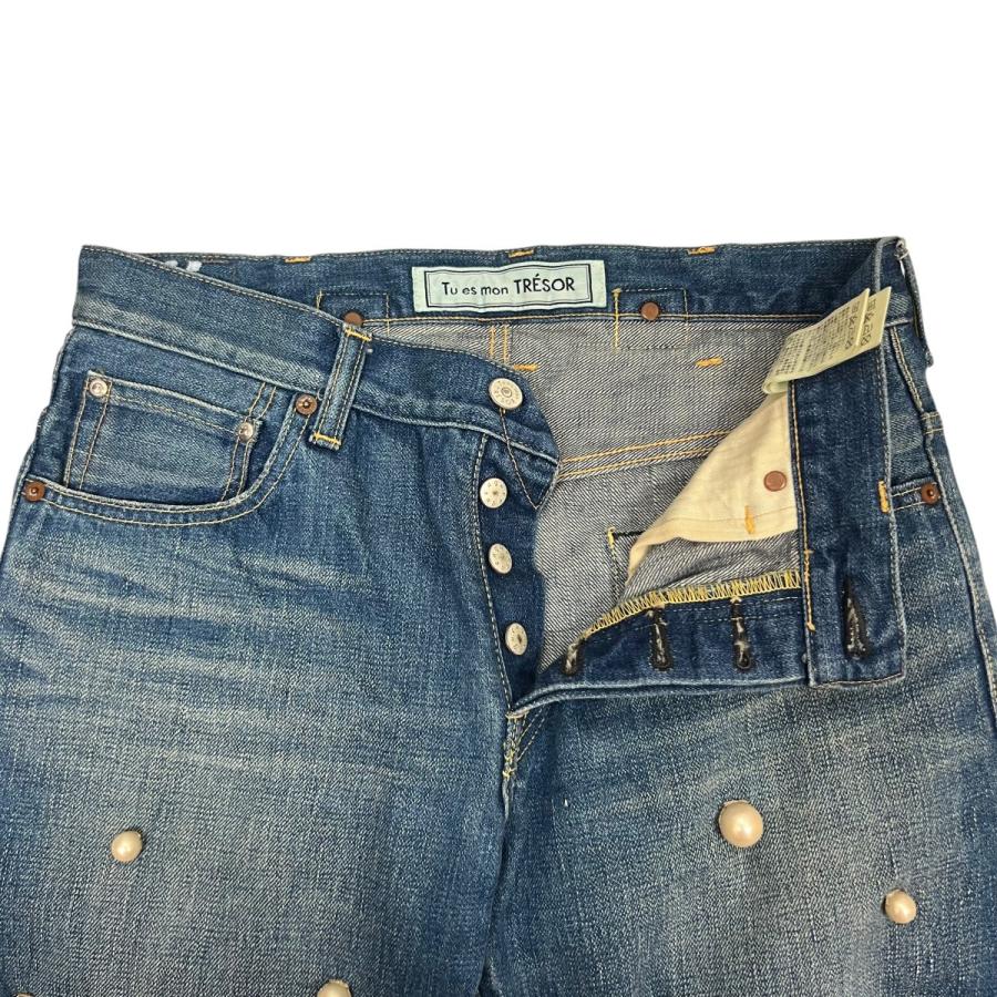 Tu es mon TRÉSOR パール装飾デニムパンツ 0 SHORT