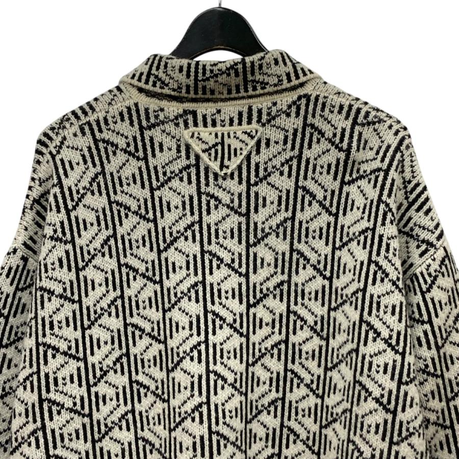 PRADA 【値下げ】PRADA 総柄 襟付きニットカーディガン P25I32 
