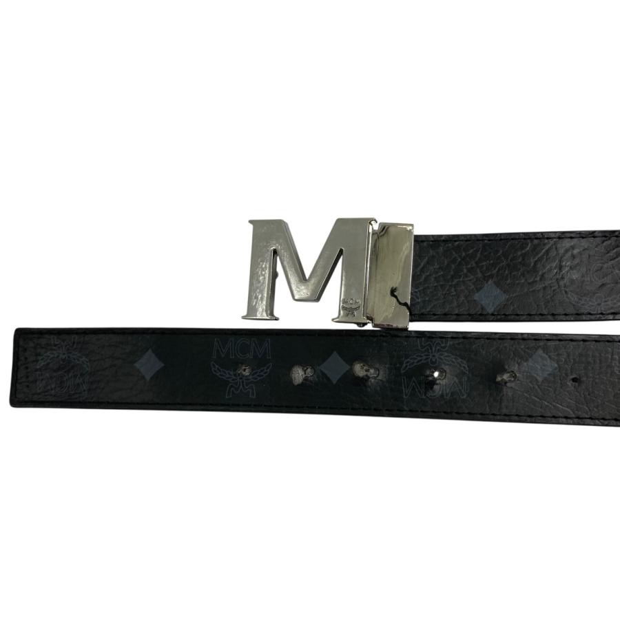 MCM エムシーエム ベルト 黒　キャンバス レザー ブラック　リバーシブル MCM - MCM エムシーエム ベルト 黒 キャンバス レザー ブラック