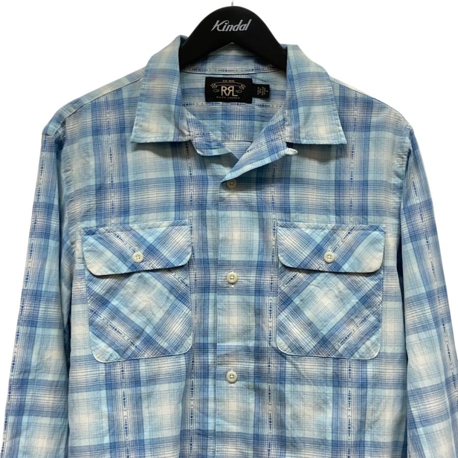 RRL ダブルアールエル　長袖シャツ　チェック　水色　Mサイズ RRL Ralph Lauren（ダブルアールエル） RRL チェック長袖オープン