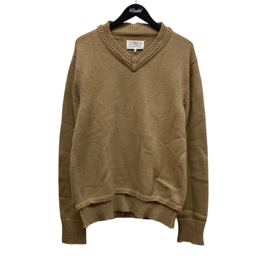 マルタンマルジェラ14本人期Vネックニットレザーエルボーパッチ Maison Margiela（メゾンマルジェラ） Maison Margiela 4 14 22AW V