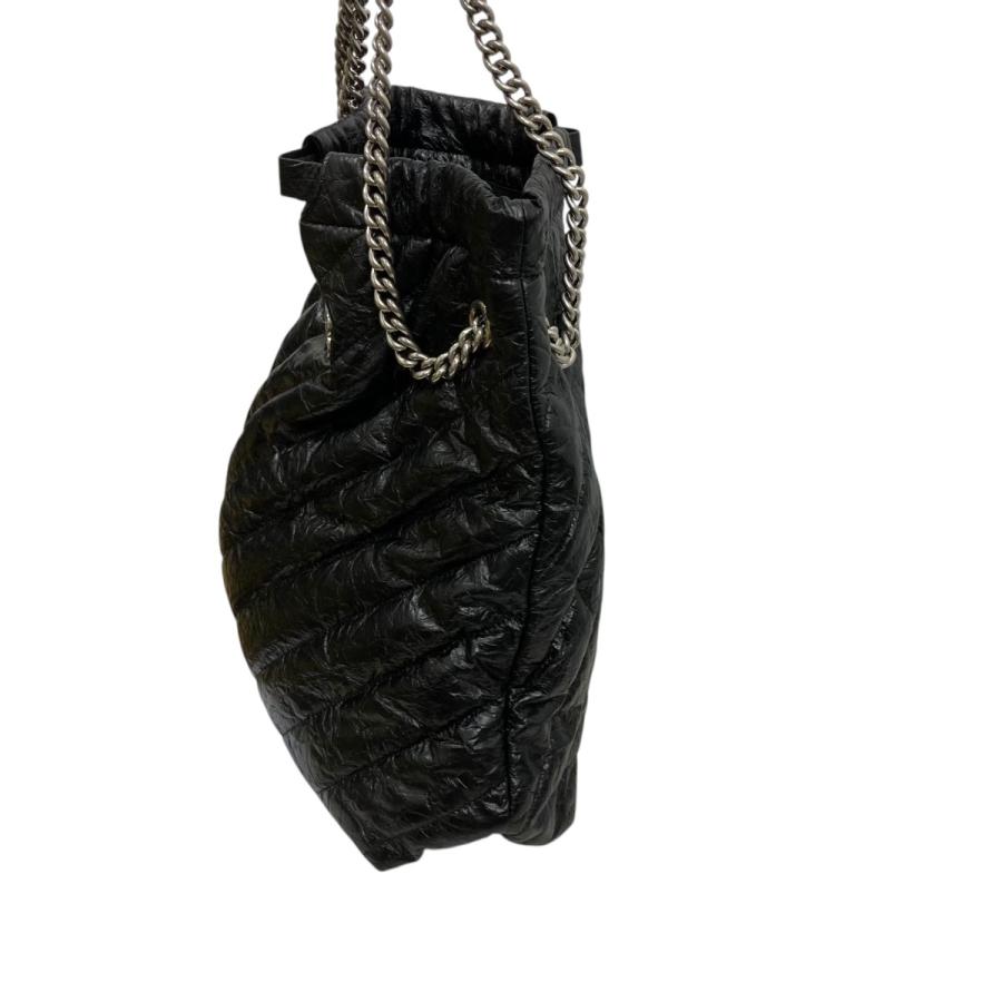 BALENCIAGA チェーン ショルダーバッグ クラッシュ レザー ブラック BALENCIAGA（バレンシアガ） ショルダーバッグ CRUSH TOTE M
