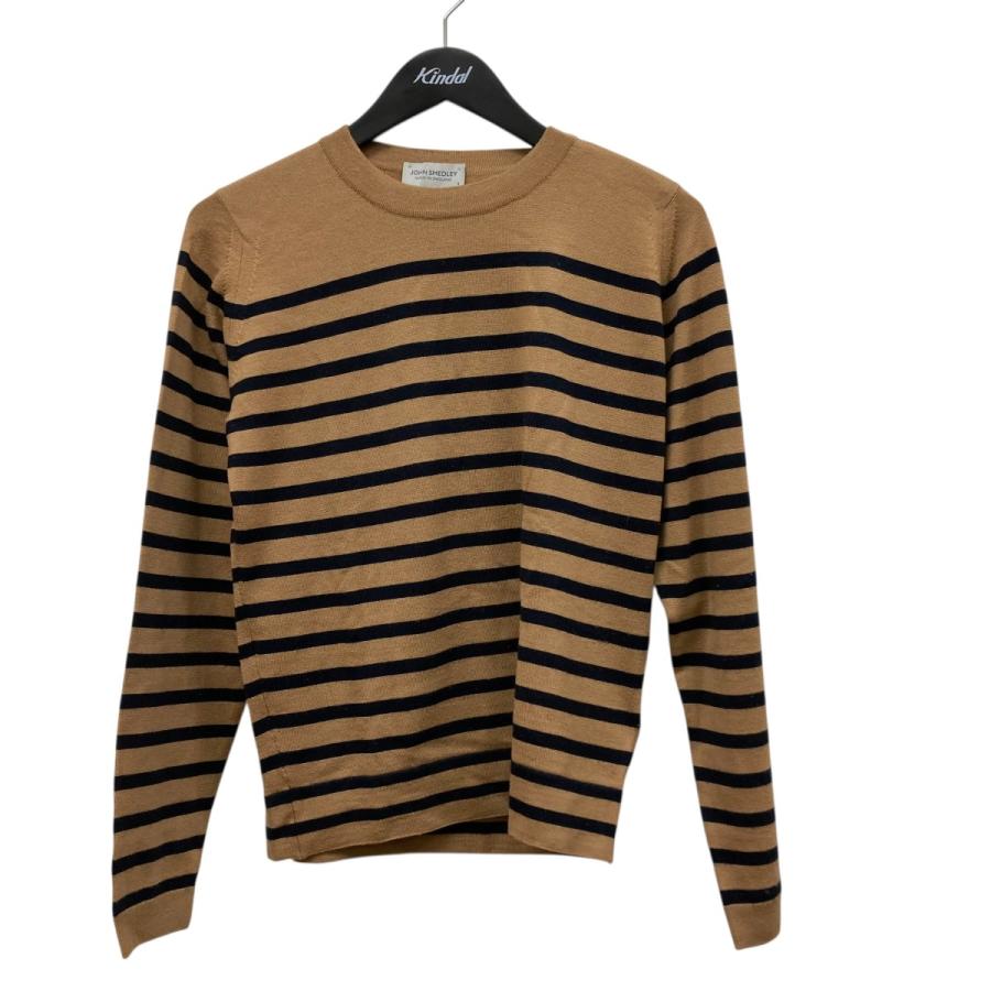 JOHN SMEDLEY（ジョンスメドレー） ボーダーニット ベージュxネイビー