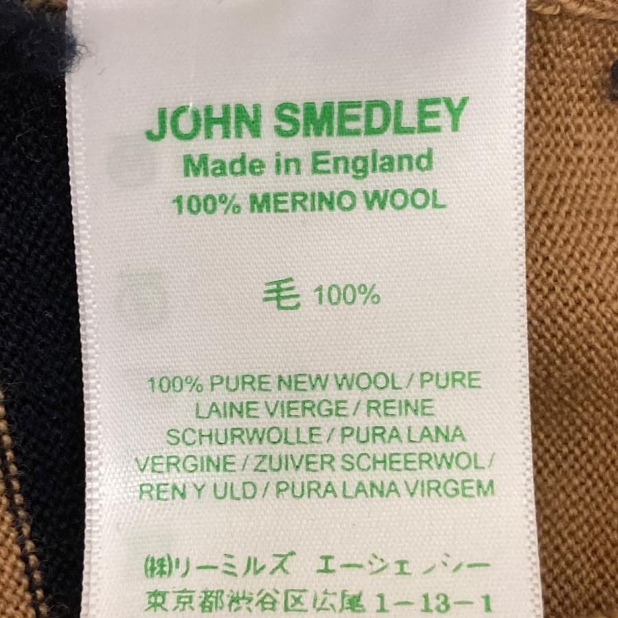 JOHN SMEDLEY（ジョンスメドレー） ボーダーニット ベージュxネイビー