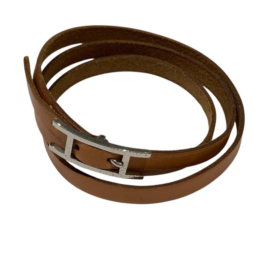 【マルジェラ期】HERMES（エルメス）アピ　E刻印レザーブレスレットブラウン HERMES（エルメス） □E刻印 マルジェラ期 アピ3レザーブレスレット