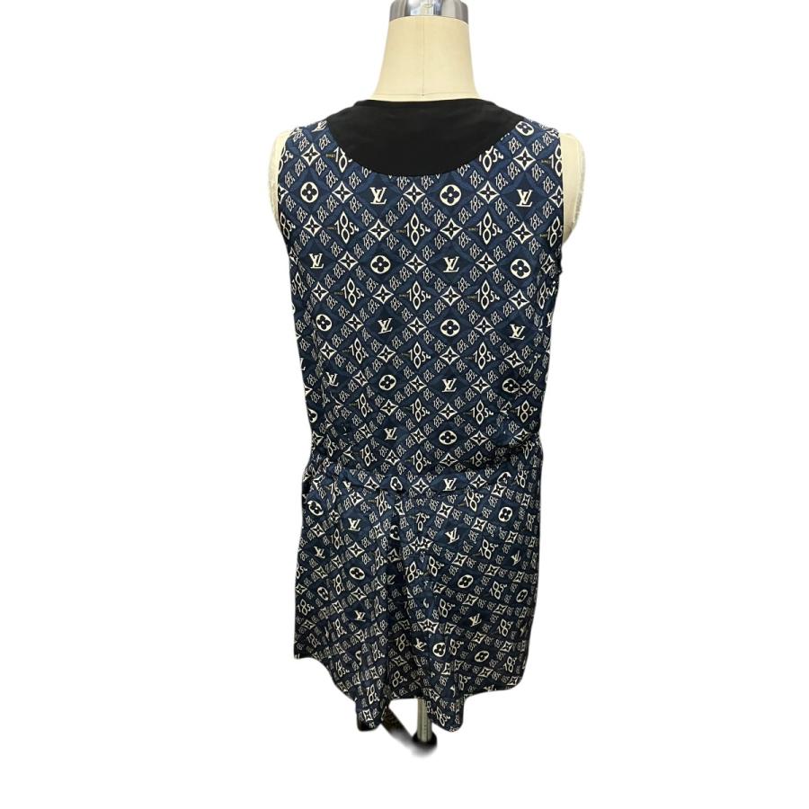 ルイヴィトン LOUIS VUITTON 21SS モノグラムノースリーブシルクワンピース RW211B ZPD FKDR48 ネイビー サイズ：36_1