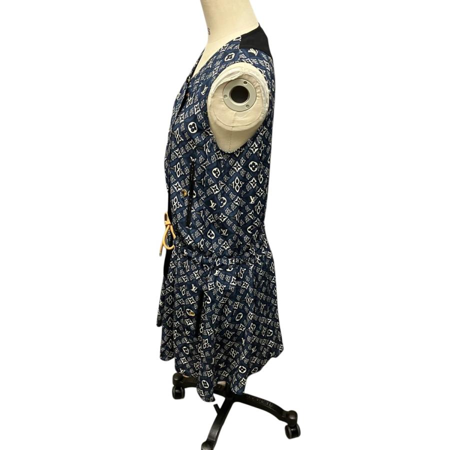 ルイヴィトン LOUIS VUITTON 21SS モノグラムノースリーブシルクワンピース RW211B ZPD FKDR48 ネイビー サイズ：36_2