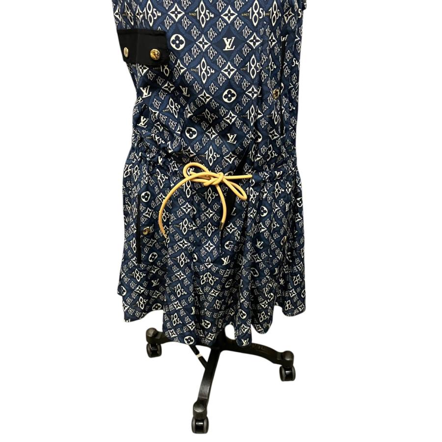 ルイヴィトン LOUIS VUITTON 21SS モノグラムノースリーブシルクワンピース RW211B ZPD FKDR48 ネイビー サイズ：36_4