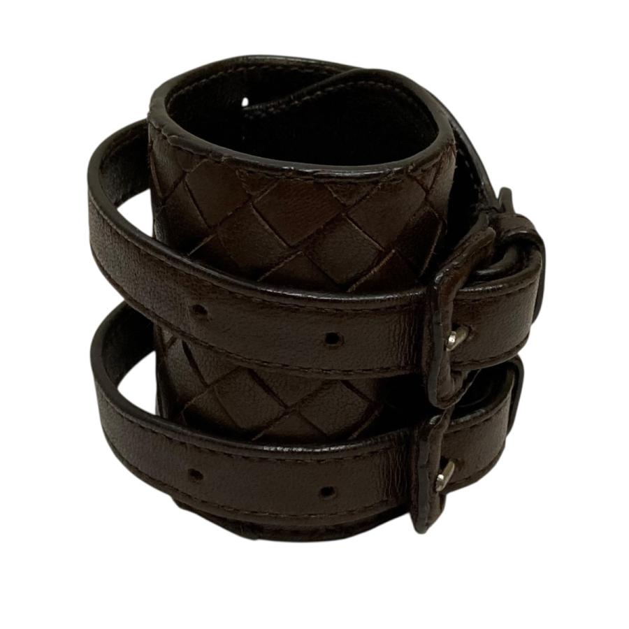 ボッテガヴェネタ　レザーブレスレット　ダークブラウン BOTTEGA VENETA（ボッテガ・ヴェネタ） レザーブレスレット ブラウン