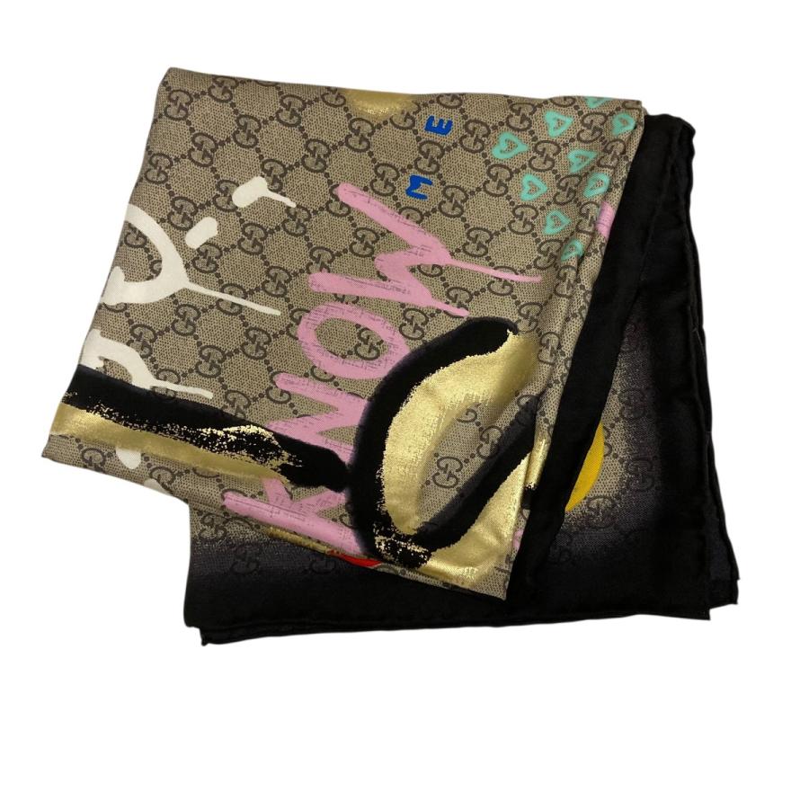 GUCCI（グッチ） 大判ペイントGGスカーフ ベージュ サイズ：表記無し