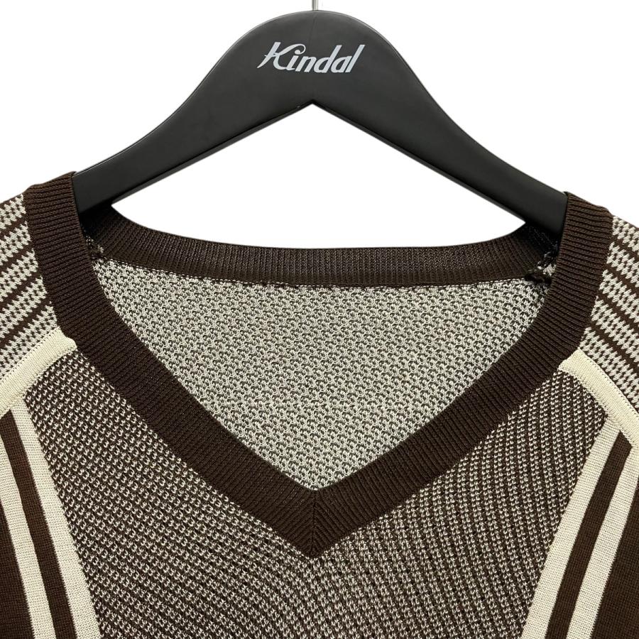 プラダ PRADA 15SS geometric knit シルク混Vネックニット UMA333 ブラウン サイズ：52_7