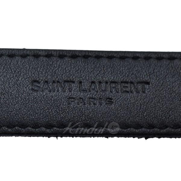 SAINT LAURENT PARIS レザー ナローベルト ブラック サイズ：80