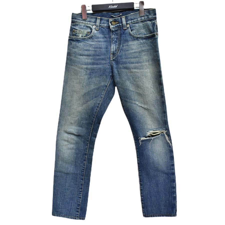 Saint Laurent ボトムス パンツ Paris D02m Sk Lw クラッシュデニムパンツ 4244 インディゴ インディゴ メンズファッション 京都店 2614 サイズ 27 ブランド古着カインドオル 割引超大特価