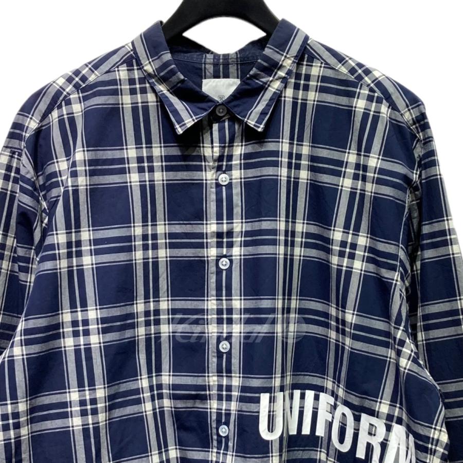 【値下げ】UNIFORM　EXPERIMENT 22AW　BAGGY REGULAR COLLAR SHIRT　チェックシャツ　UE-222026 ネイビー サイズ：3 (EC)｜kindal｜03