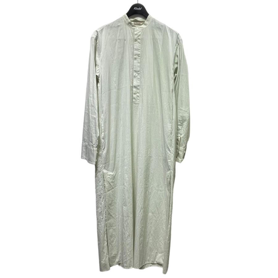AURALEE FINX SILK STRIPE LONG ONE-PIECE シャツワンピース A20SD01FS  
