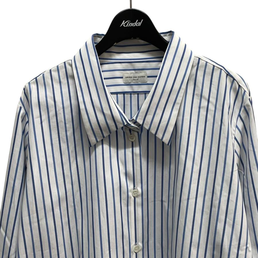 DRIES VAN NOTEN 半袖ストライプシャツ サイズ36 DRIES VAN NOTEN 半袖シャツ 50 ストライプ