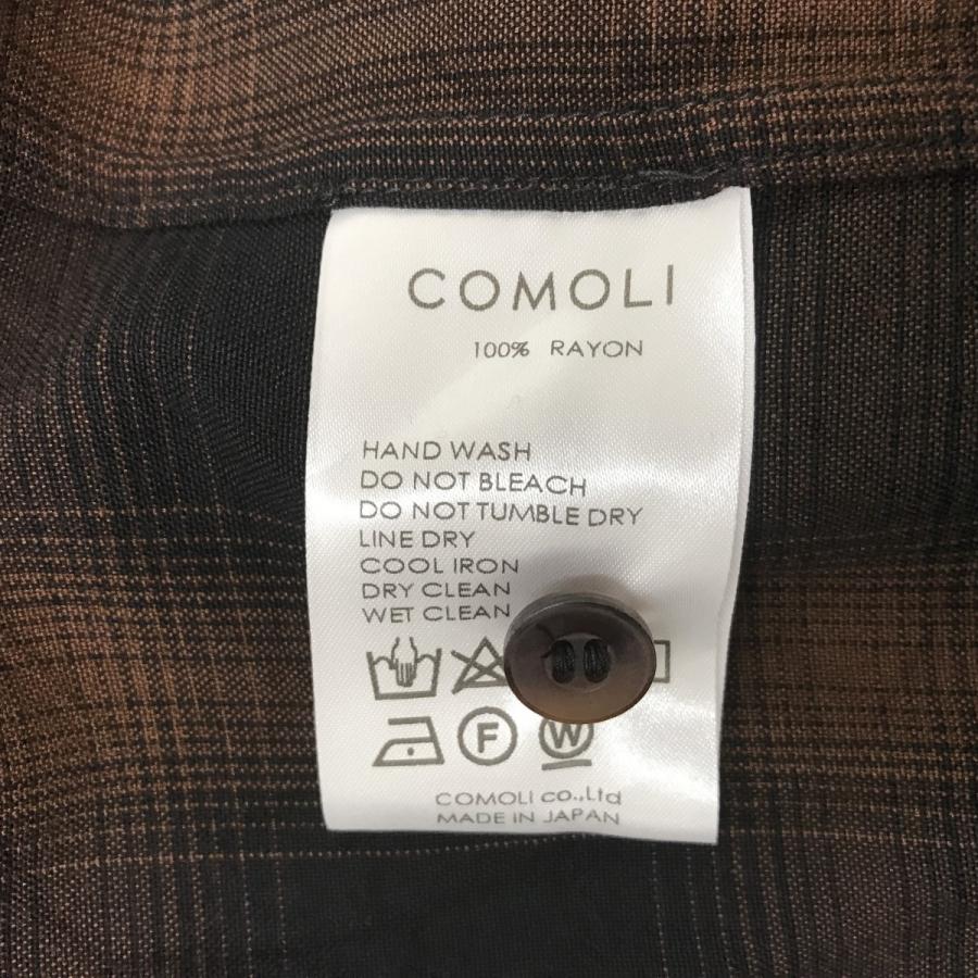 COMOLI コモリ 24SS レーヨン オープンカラー チェック シャツ
