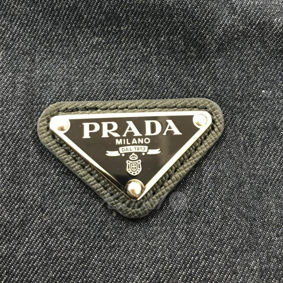 店舗併売品 プラダ PRADA トライアングルロゴデニムシャツ インディゴ サイズ：39