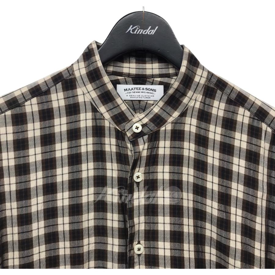 マーティー 【値下げ】MAATEE＆SONS ノーカラーシルクチェックシャツ 
