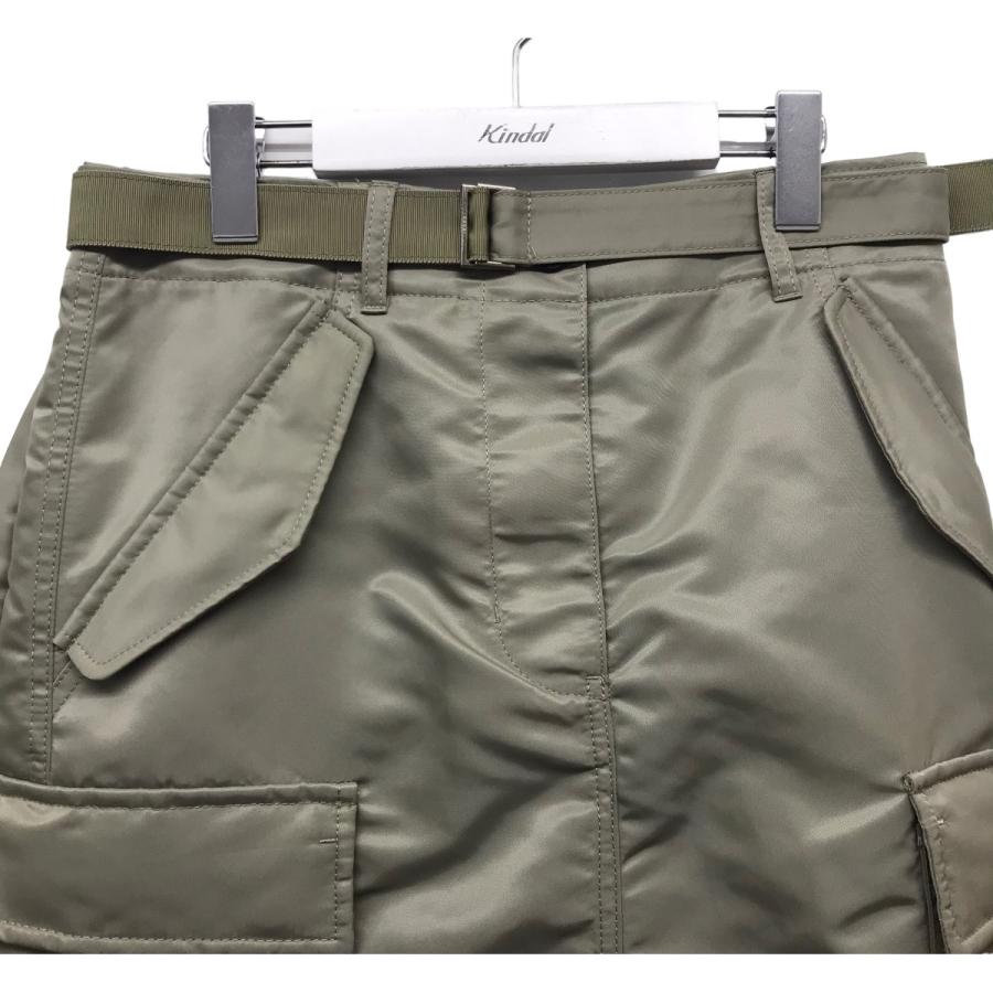 サカイ sacai ナイロンツイルバックプリーツカーゴスカート カーキ 