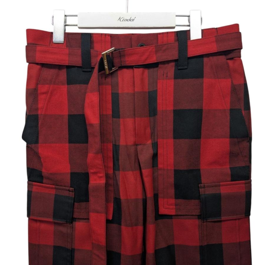 美品】sacai 22AW 千鳥格子 ガンクラブチェック ウールパンツ カーキ