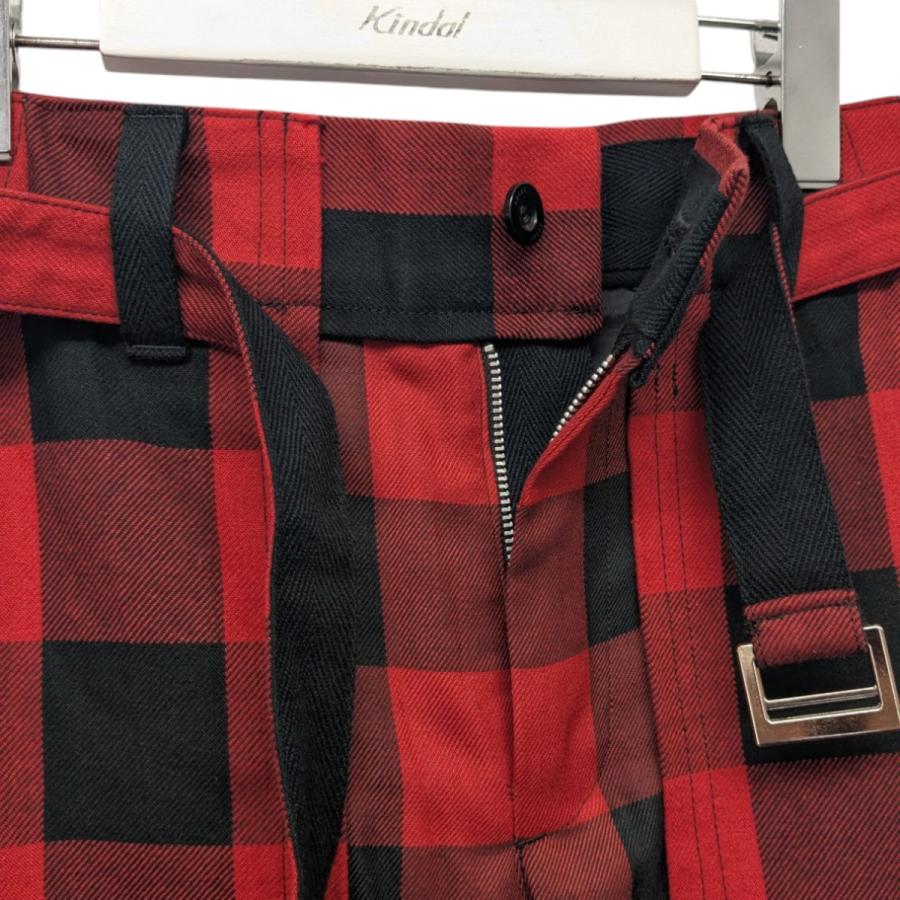 美品】sacai 22AW 千鳥格子 ガンクラブチェック ウールパンツ カーキ