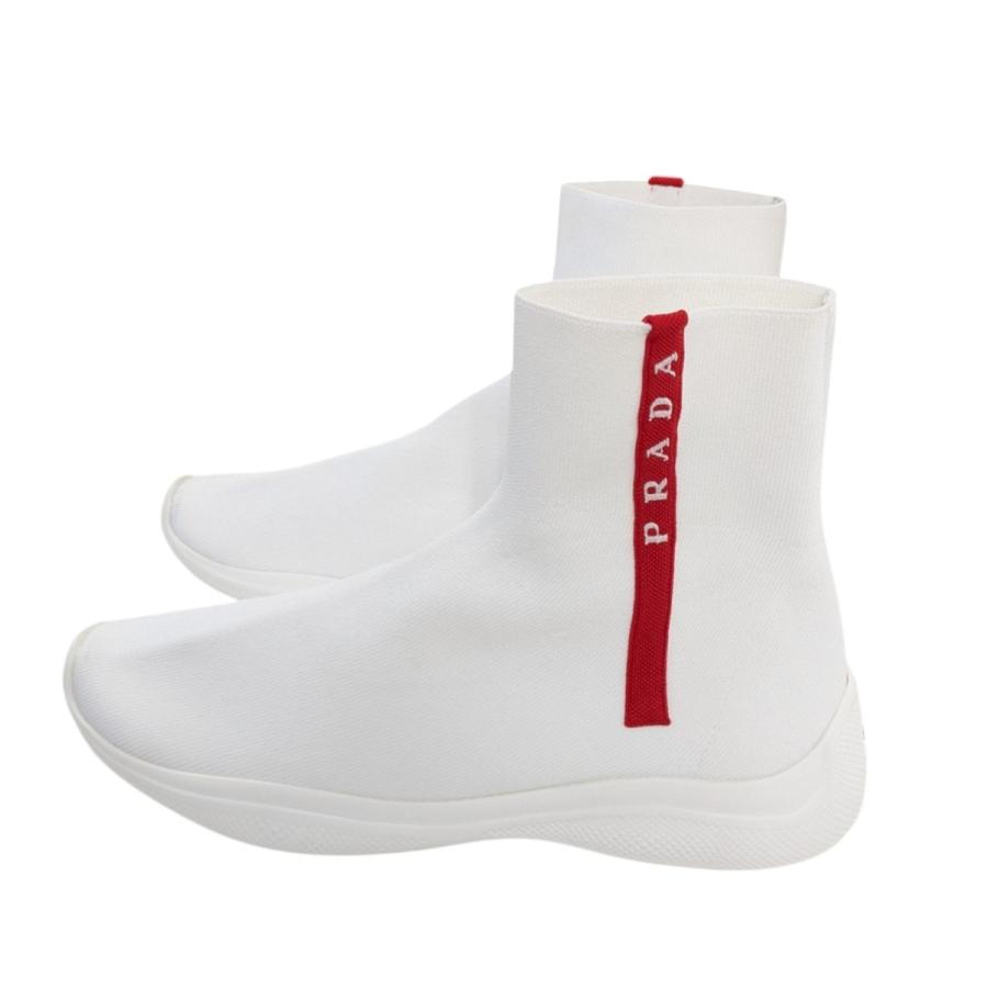 【直営店買付】 プラダ PRADA ソックハイカットスニーカー 1T051L ホワイト サイズ：38 靴下のような履き心地