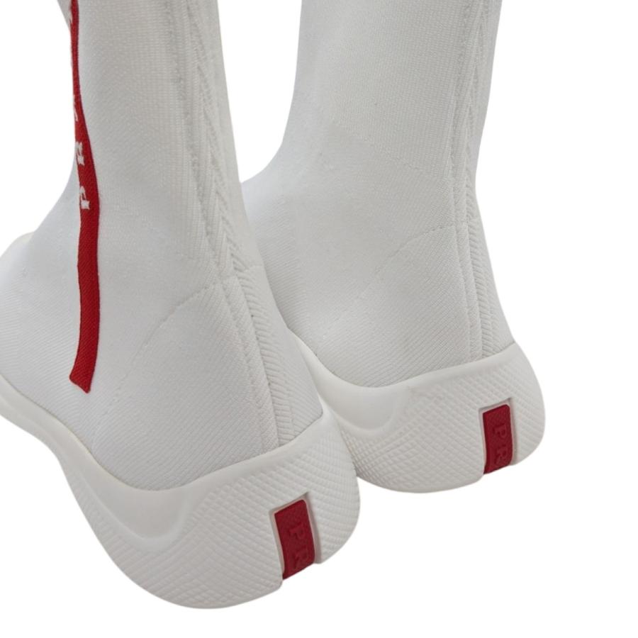 【直営店買付】 プラダ PRADA ソックハイカットスニーカー 1T051L ホワイト サイズ：38 靴下のような履き心地