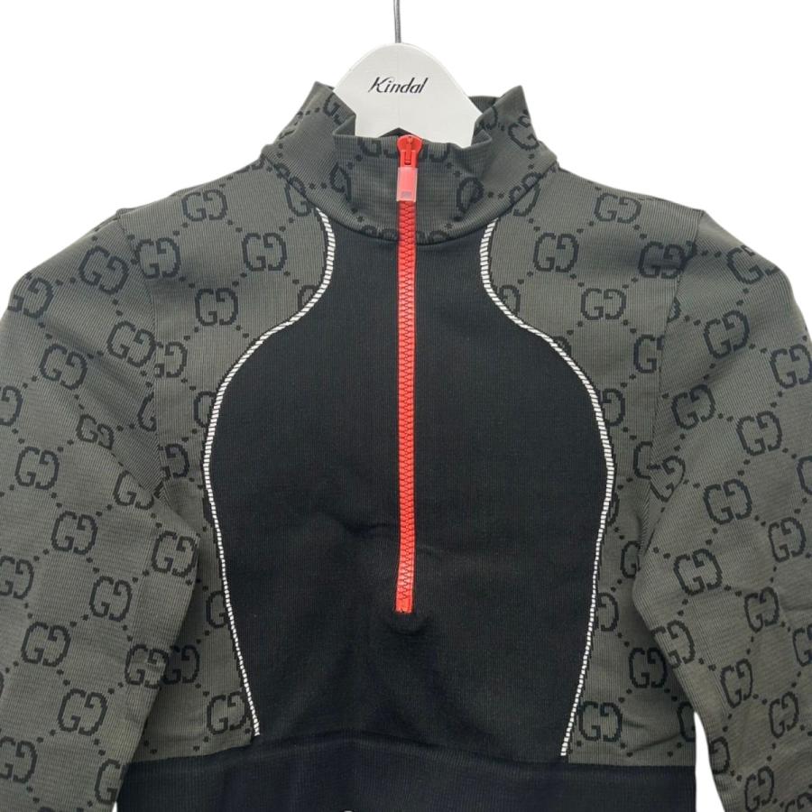 GUCCI - グッチ  23SS  726373 XJETW GGジャガードハーフジップクロップドジャージーブルゾン レディース S GUCCI（グッチ） 【値下げ】GUCCI 23SS GGジャカード ハーフジップ